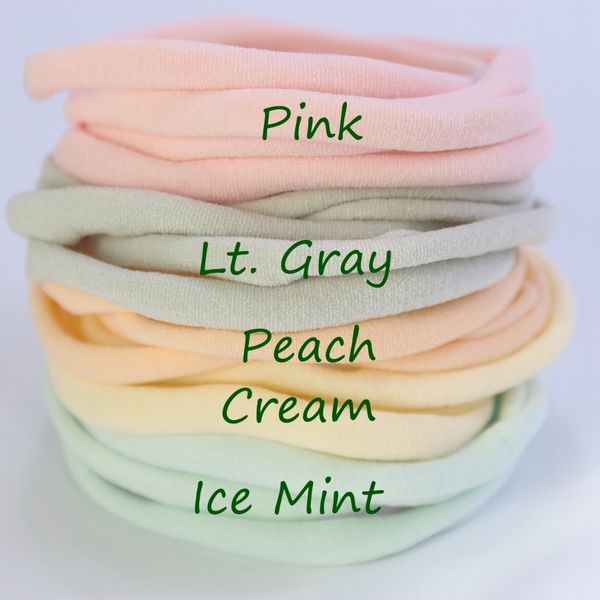 

50pcs/lot candy colors soft nylon elastic headbands diy ribbon bow solid elastic hairbands hair accessories lj200903, Slivery;white