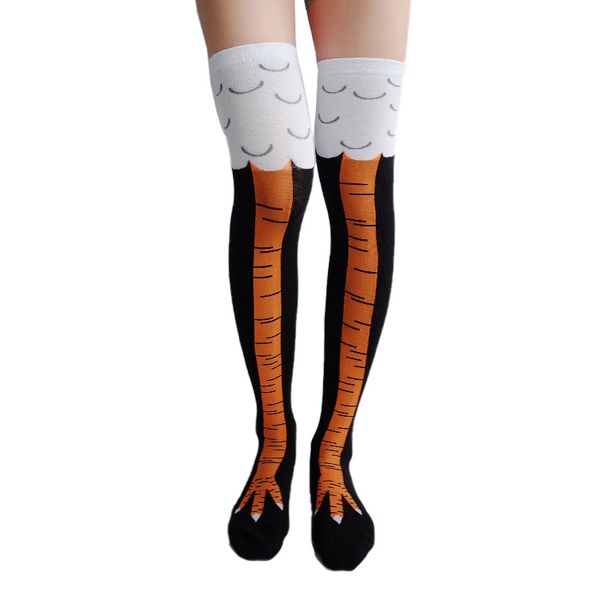 

funny women print animal stocking thin tube socks over the knee chicken feet socks thigh high stockings socks winter warm thermal soxs, Blue