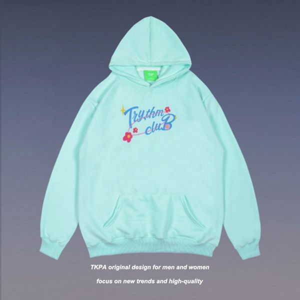 

tkpa trend men's and women's same letter embroidered net hongyuansu high street ins loose couple hoodie, Black