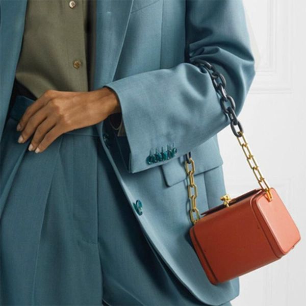 

women vintage acrylic chain luxury handbags women simple square box bags pu leather flap messenger bag lady lock shoulder bags