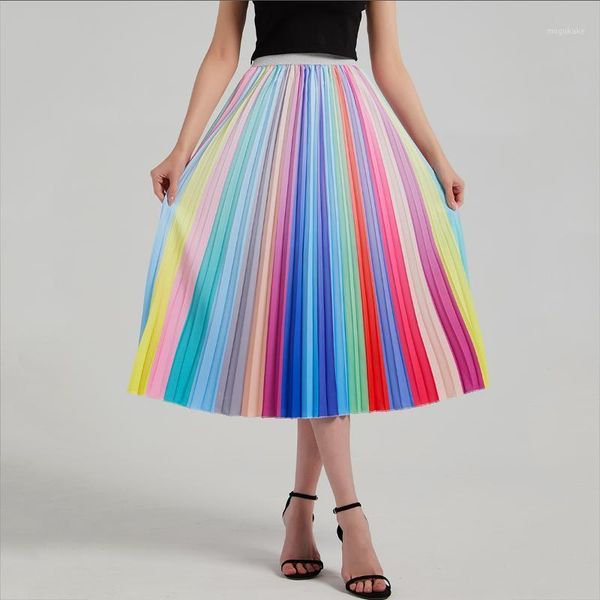 

large size women's pleated skirt summer casual midi skirt with lining streetwear1, Black
