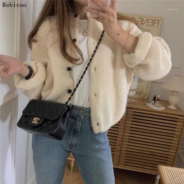 

knitted women cardigan casual buttons long sleeve white sweater cardigan elegant autumn lady sweaters oversized jumper1