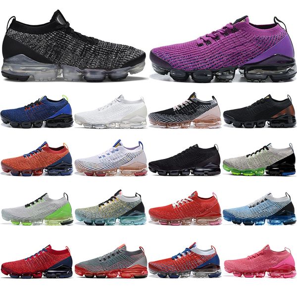 

fly knitting 3.0 running shoes triple black deep royal volt green jogging outdoor breathable sport sneakers women mens trainers 36-45