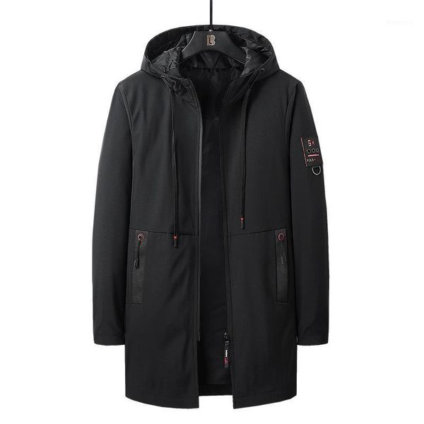 

men's jackets 2021 autumn winter men's long style jacket black hooded windbreaker pocket trench coats casual clothing1, Black;brown