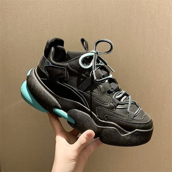 

2021 new thick women fashionable black autumn white shoes zapatillas mujer hfyi, Black;white