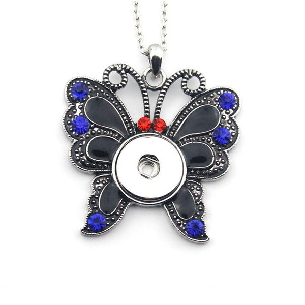 

2016 blue crystal butterfly 18mm metal snap button pendant necklace diy jewelry ne492 one direction women gif jllutw, Silver