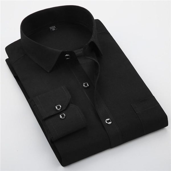 

2020 new spring fashion solid color shirt men casual social business male shirt long sleeve mens dress shirts1, White;black
