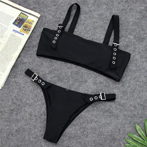 

women's two piece solid split swim suit separate swimsuit swimwear beachwear swimsuit female separate high waist swimming suit1, White;black
