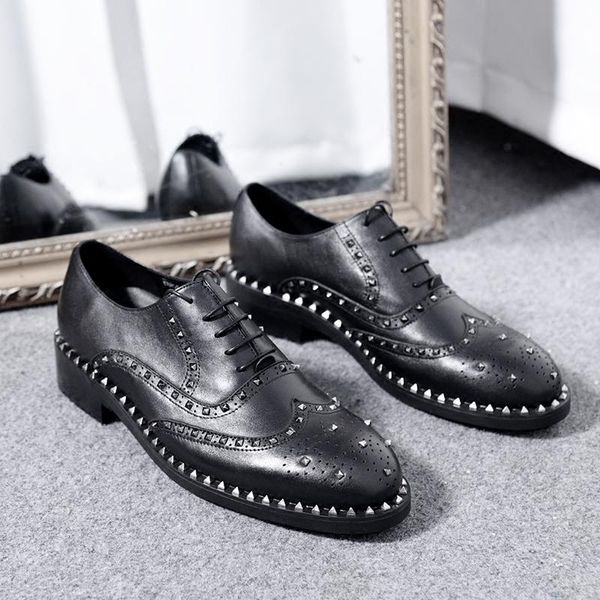 

dress shoes stylist leather of willow nail low-cut brogues formal suit england is contracted joker., Black