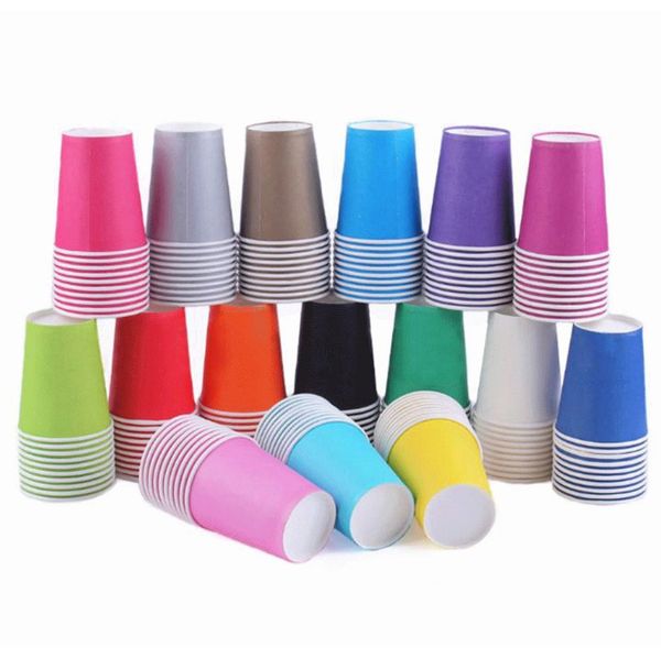 

10pcs pure colour party disposable paper cups juice cup diy decoration baby shower kids birthday wedding picnic tableware supply f sqcdyo