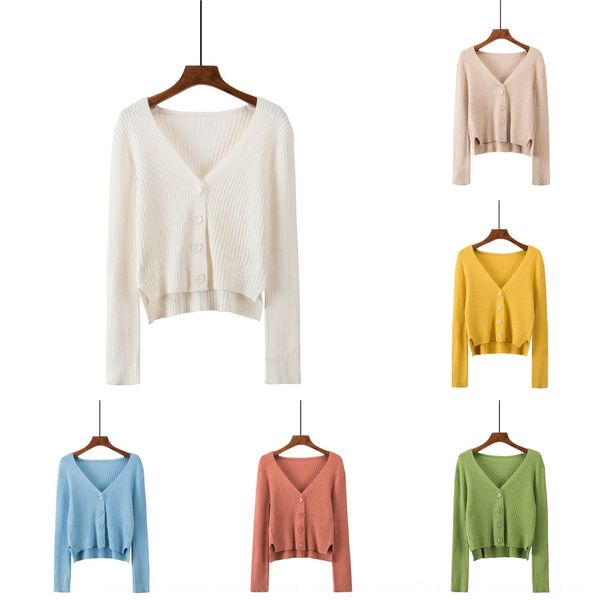

spring and autumn 2020 new korean version short long sleeve solid color pit stripe knitwear knitwearwith knitwear cardigan sweater outer, White;black