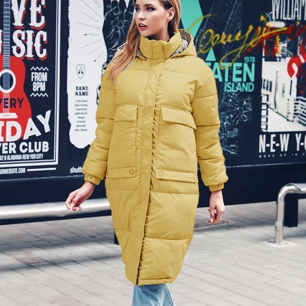 

2019 winter cotton coat women zipper big pocket black casual outwear jackets hooded thicken warm parkas ladies winter clothes1