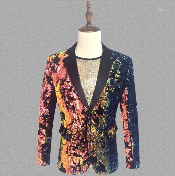 

bar men's new nightclub color sequins flannel suit dj tide cool male singer personality trend stage costume jackets s-4xl1, White;black