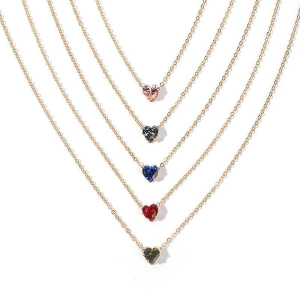 

2020 new heart rhinestone choker necklaces love heart chain necklace invisible chain necklaces pendants collier girl gifts1, Silver
