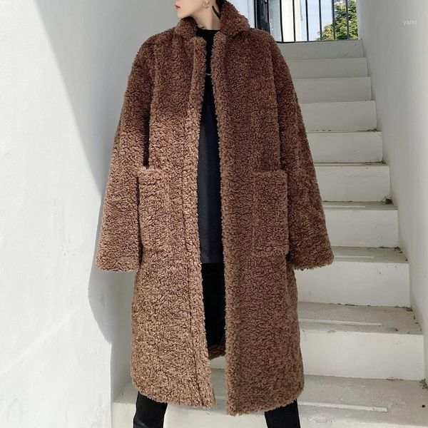 

male trench coat winter long coat men erkek palto lambs fur long jacket men thickened windbreaker trend abrigo largo hombre1, Tan;black