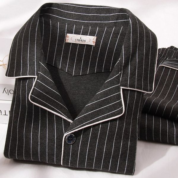 

winter cotton men pajamas lounge sleepwear black plaid pijama man's warm bedgown home clothes 100% pure cotton pijama hombre pj 201125, Black;brown