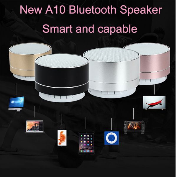 

new a10 aluminum alloy portable wireless bluetooth speaker with fm tf usb card led audio player handsmini bluetooth speakers with box
