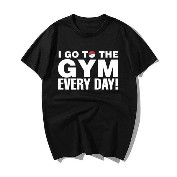 

japanese anime i go to the gym every day print summer casual short sleeve harajuku streetwear hooded sweatshirt hoodie men t shirt