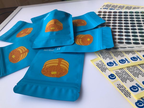 

and california pan hologram back bags stickers 3.5g edibles label cake packaging bags mylar blue bbybr nana_shop, Pink;blue