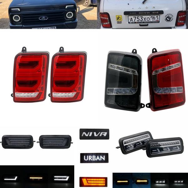 

led rear lights for lada niva 4x4 1995- 1 set 2 pcs smoke or red with a running turn signal car styling accessories tuning lamp