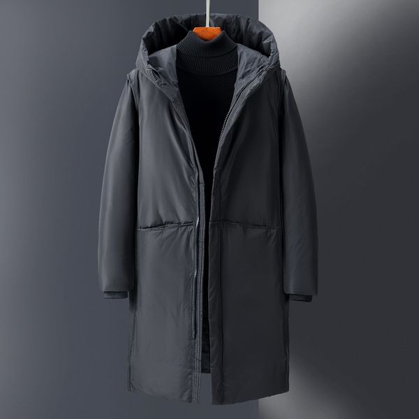 

men down jacket black and grey puffer coat softsell winter coat men winter hooded down long outfit casual clothes outdoor thick warm -2