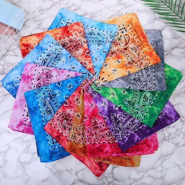 

tie dye bandana triangle towel magic hip-hop head wrap wristband headband double side print multifunctional headscarf cycling scarf dhf529, White