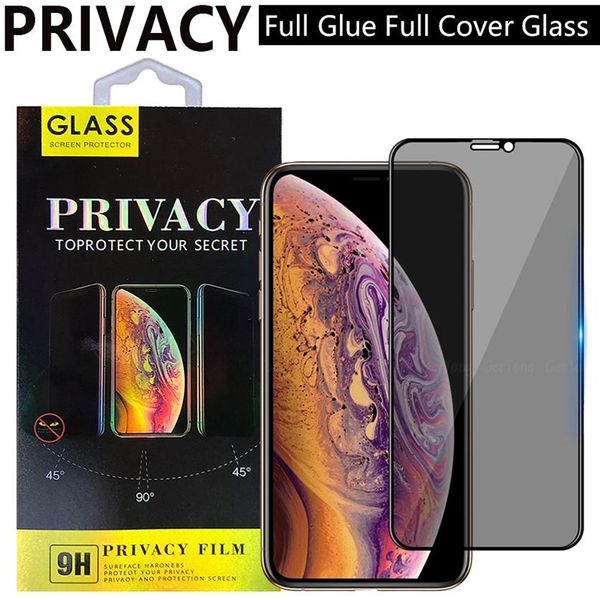 Privacidade Anti-espião Cobertura completa Protetor de tela de vidro temperado para iPhone 13 Pro Max 12 11 XS XR 6G 7G 8G Samsung A12 A22 A32 A42 A52 A72 5G com caixa de varejo