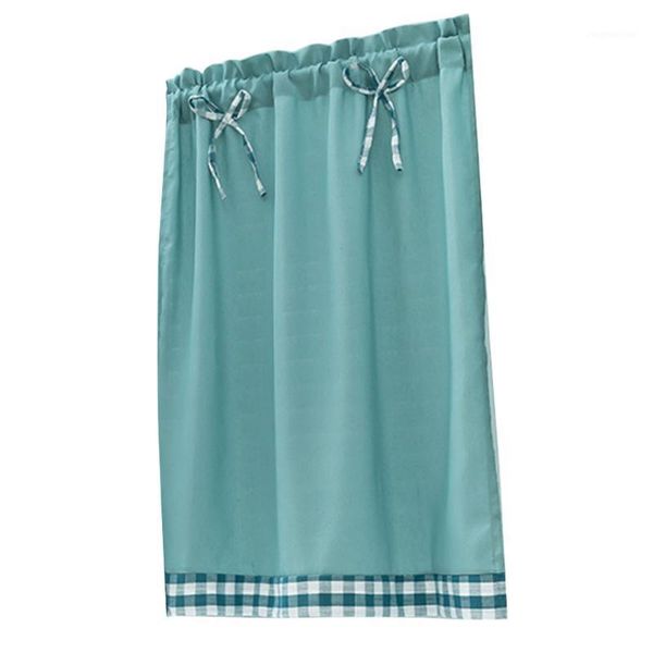 

darkening translucent dorm drape bow knot bedroom kitchen pastoral short curtain window treatment lattice edge living room1