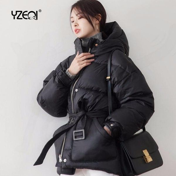 

yzeqi women waterproof ultra light hooded winter down 90% white duck down warm coat puffer jacket female casual thick parka 2020, Black