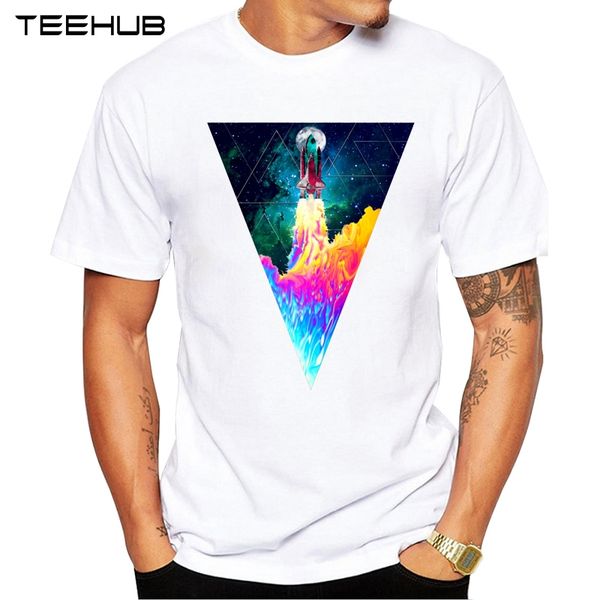 

teehub новый прохладный мужская мода космический корабль взлетать дизайн футболки с коротким рукавом o-образным вырезом топы hipster tee спо