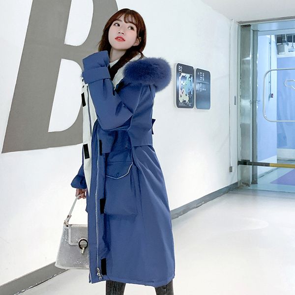 

2021 newovesized winter jacket women hooded with fur warm thicken x-long slim style coat cf1o, Black