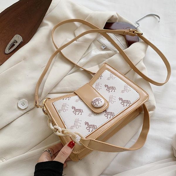 

площадь crossbody сумка для женщин 2020 год сбора винограда сумки на ремне сумки кошелек малый животных печать багет с цепочкой