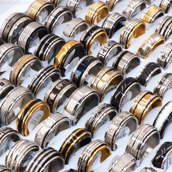 

stainless mix style spinner fashion steel 36factory/lots for women & men jewelry rotatable band rings wholesale bulks lo, Silver
