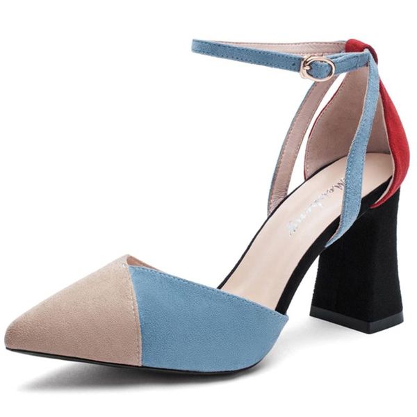 

ribetrini мода досуг женщины обложка каблука brand партии обувь женщина острым носом смешанного цвета высокие каблуки сандалии женщин сандал, Black