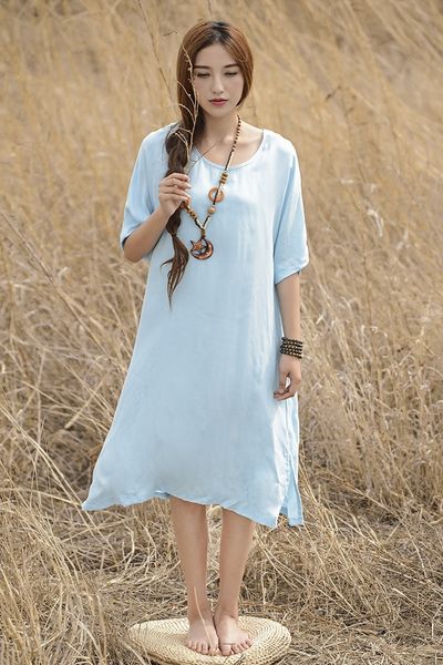 

x03be summer sleeve ammonia silk round neck half copper mid-length dress skirt robe long dress long 0fqhk base skirt, Black;gray