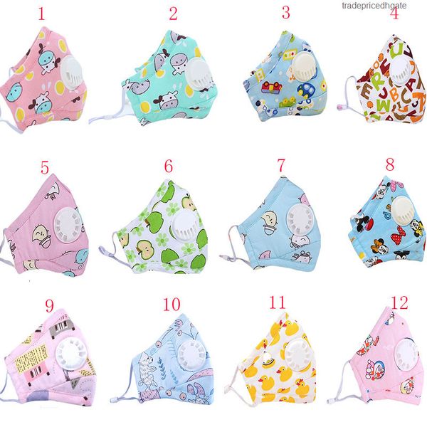 

factoryfe7ichildren's designer filter kids pm2.5 face breathing masks valve anti-fog three-layer cotton printed cartoon mask