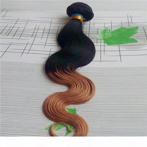 

brazilian body wave hair extension two kinds of color ombre brazilian hair weaving bundles two tone t1 27 human hair weave, Black