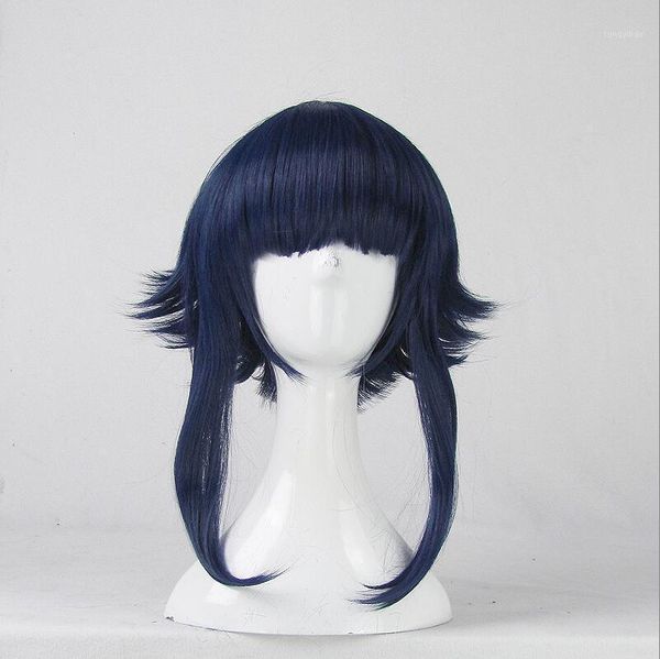 

naruto hyuga hinata cosplay wig straight blue synthetic hair for adult1, Black