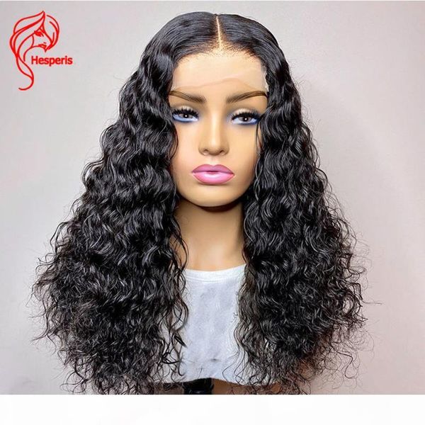 

hesperis прозрачное кружево завитые человеческих волос парики с ребенком волос бразильское remy 5x5 silk base lace closure парики вьющиеся h, Black;brown