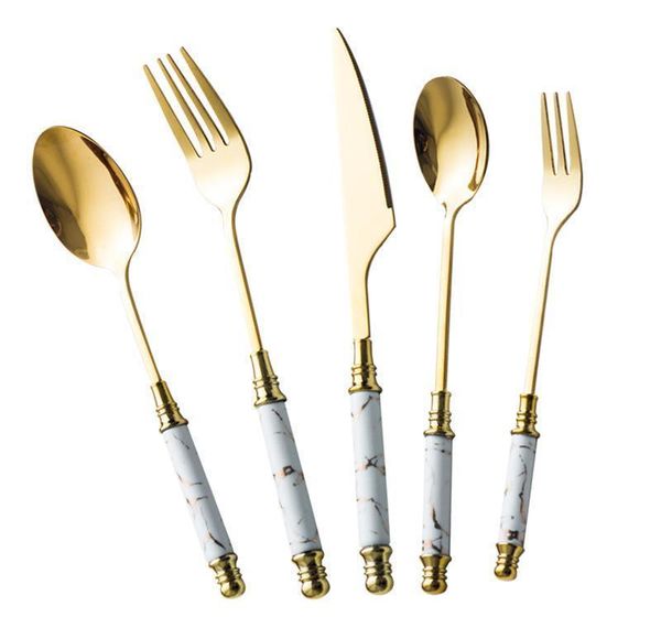 

5pcs ceramic tableware fork spoon knife set vintage cutlery set 304 stainless steel dinner dinnerware set fre jllzvh mx_home