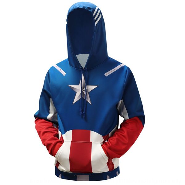 

капитан сша цифровой 3d печатных длинный рукав пальто sweaterhoodie sweaterhoodie свитер мужчин и женщин вскользь удобные пальто 9eg3y, Black