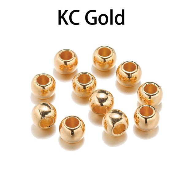 

100pcs dia 4 6 8 10 12mm big hole beads rose gold rhodium color spacer beads for diy jewelry making ccb h bbyzux
