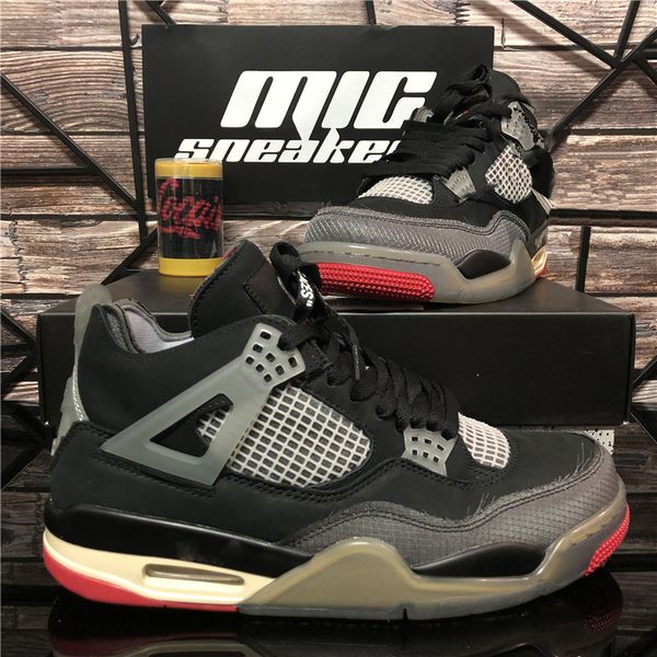 

sail bred union jumpman 4 4s mens basketball shoes black cat cool grey metallic purple sports sneakers with boxr