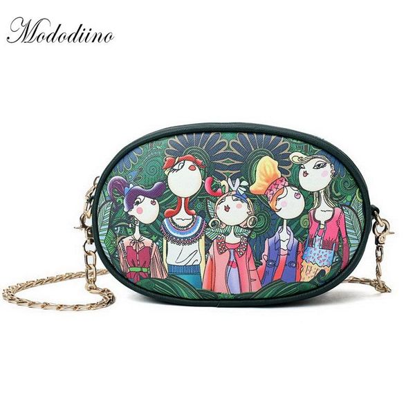 

mododiino chains cartoon printing waist bags green fresh girls chest packs casual small belt bags pu leather travel belt dnv0423