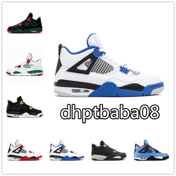 

new 4 4s jumpman basketball shoes metallic purple black cat bred cactus jack fire red singles what the mens sneakers women trainers, White;red