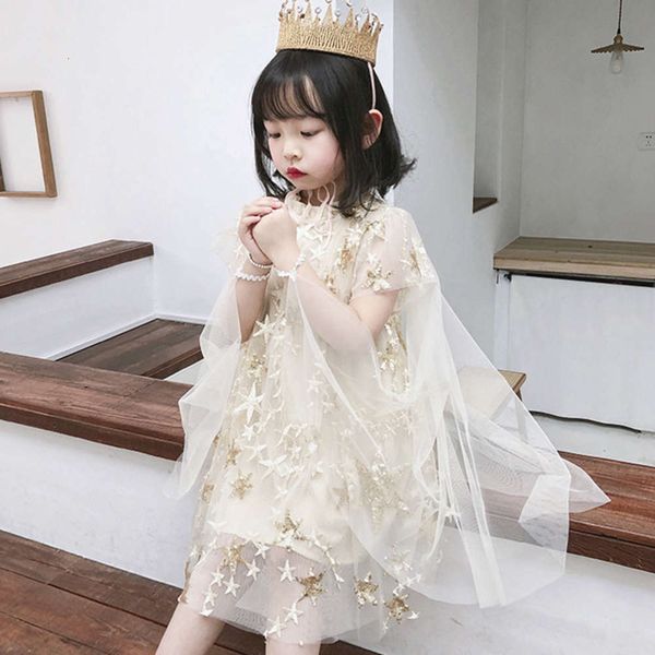 

girl's baby children's short sve korean sequin drs super fairy gauze princs skirt, Blue