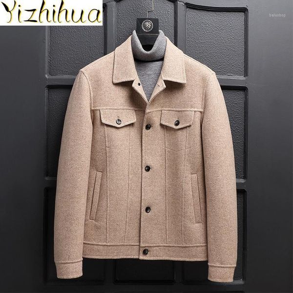

azazel double-sided wool coat men spring autumn handmade jacket short korean mens overcoat casual abrigo hombre 2953b kj38621, Black