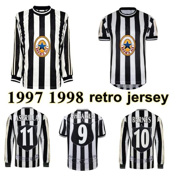 

1997 1998 shearer pearce batty retro soccer jersey 97 98 asprilla john barnes ian rush albert vintage classic football shirt, Black;yellow