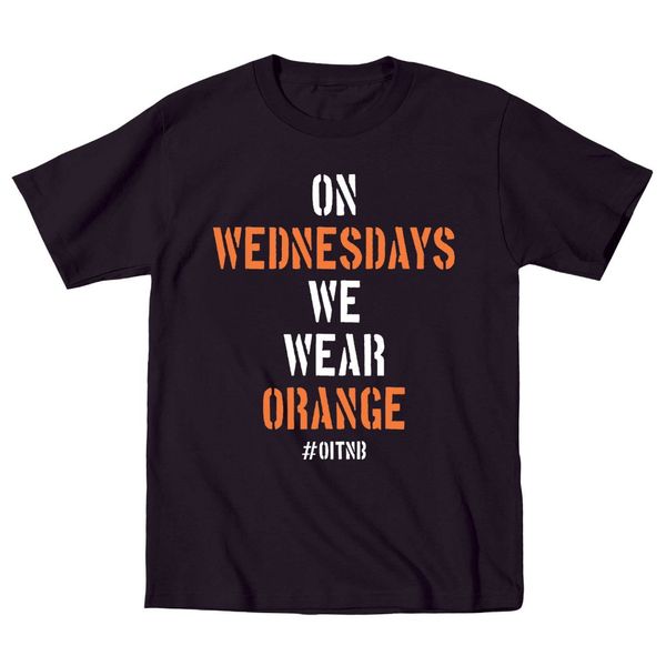 

brand new summer mens short sleeve on wednesdays wear orange funny prison -mens t-shirt tee sport hooded sweatshirt hoodie