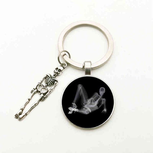 

keychains creative retro skeleton key chain, convex x ray film glass, lovely handmade, diy, Silver